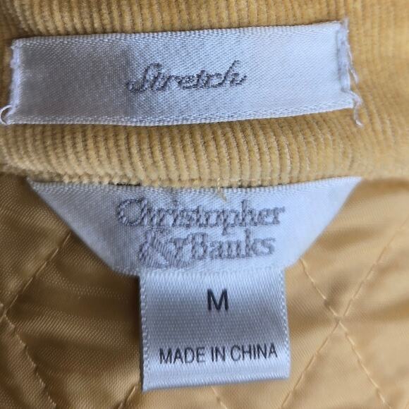 Christopher and Banks Yellow Quilted Corduroy Vest 2-Way Zipper with Pockets Med - Picture 9 of 10